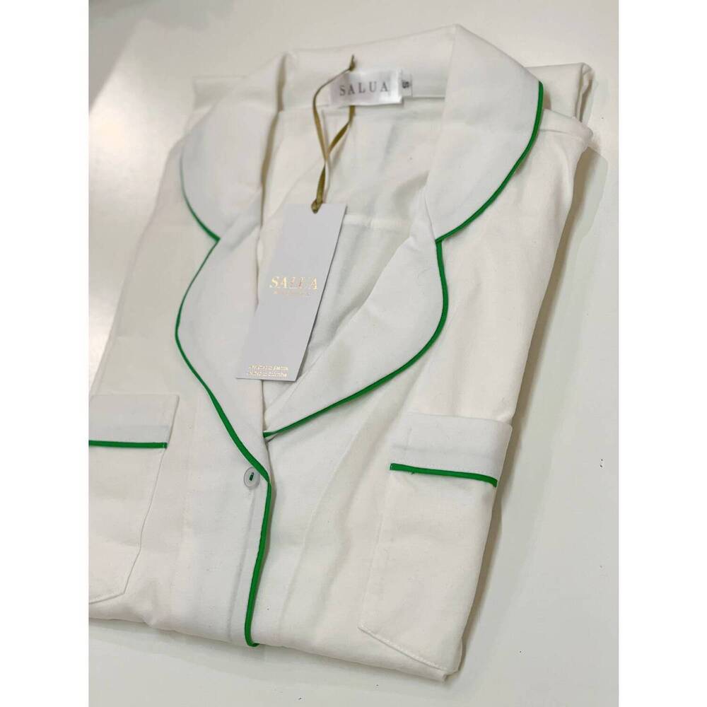 NEW SALUA women's long luxury sleep shirt in white/green